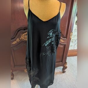 Halston Heritage Silk Slip Dress Sequins Size 10